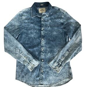 Hollister Acid Wash Denim Button-Down Shirt Size M – Stretch Vintage Inspired